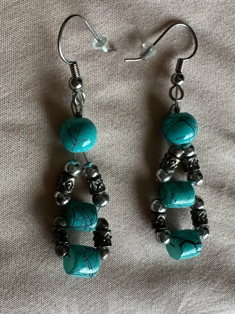 Vintage Turquoise and silver statement earrings.